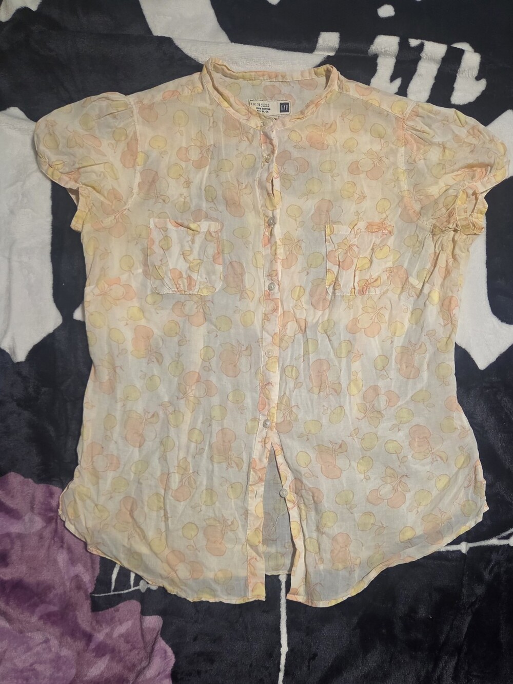 GAP Sheer Short-Sleeve Button-Front Blouse